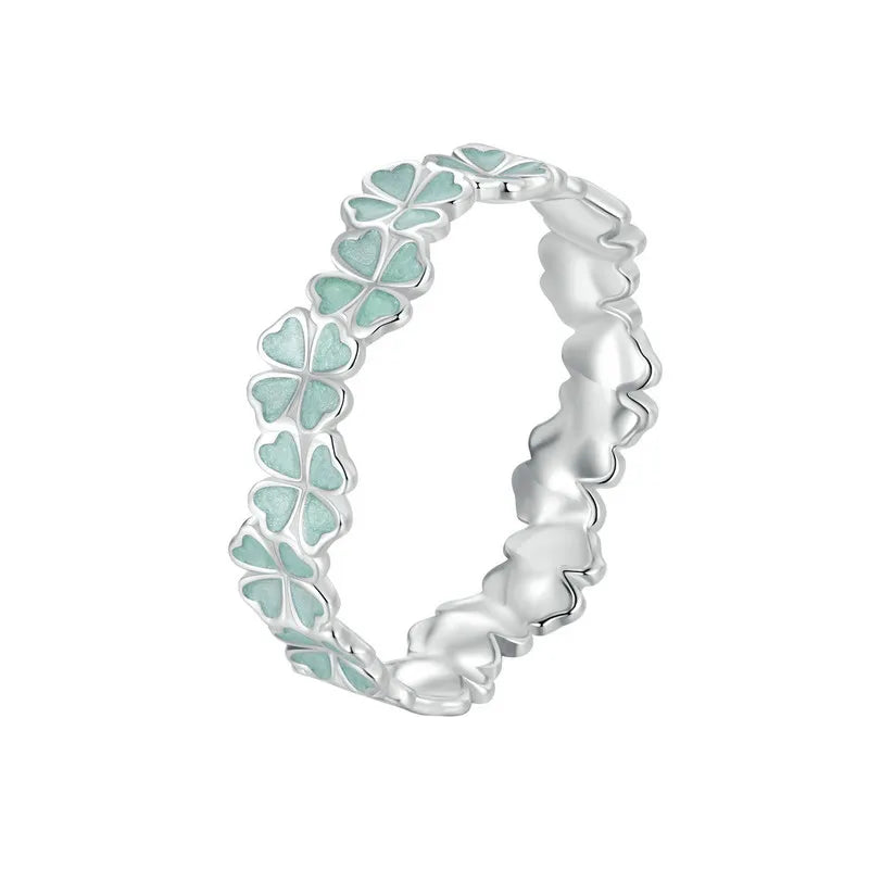 Bague avec Trèfles à 4 Feuilles Verts