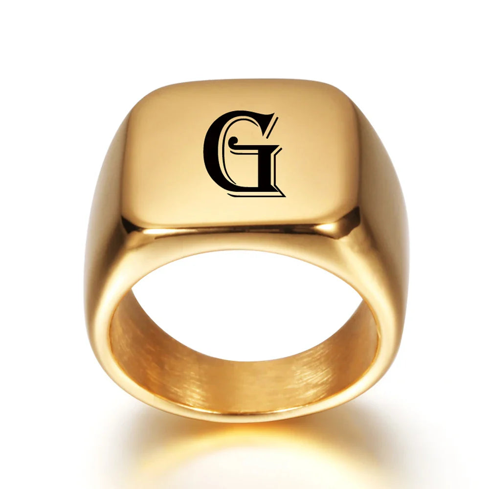 Bague large homme personnalisée avec initiale g
