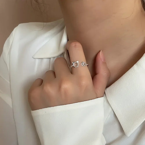 Prsten mačka prsten sa srebrnim šapama