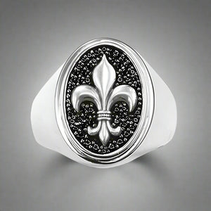 Bague Chevalière Fleur de Lys Argent