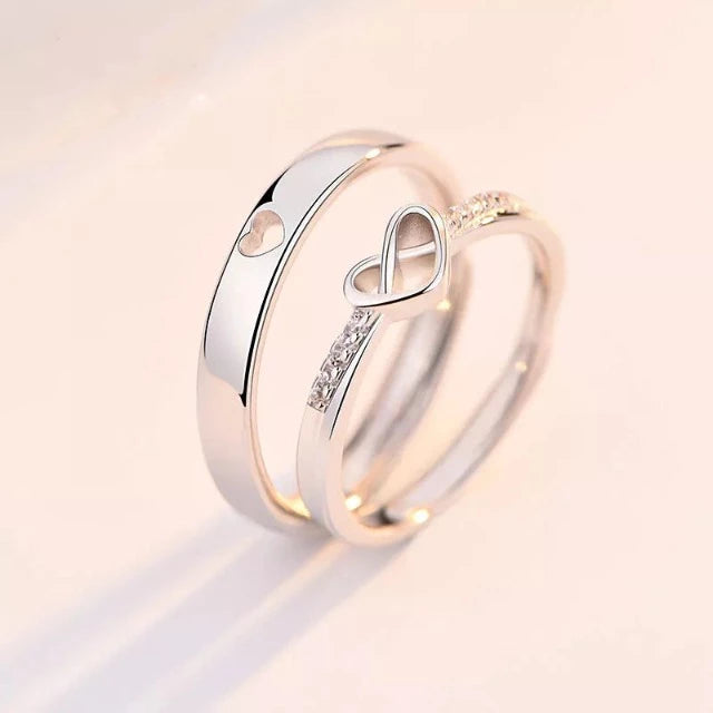 Bague Cœur Argent et Diamants (Lot de 2)