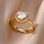 Sparkling heart ring gold