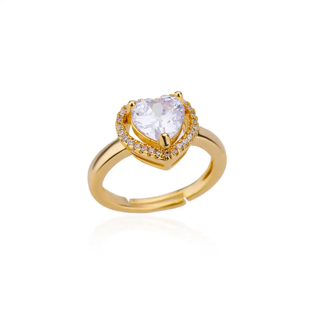 Sparkling heart ring gold