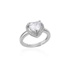 Sparkling heart ring silver