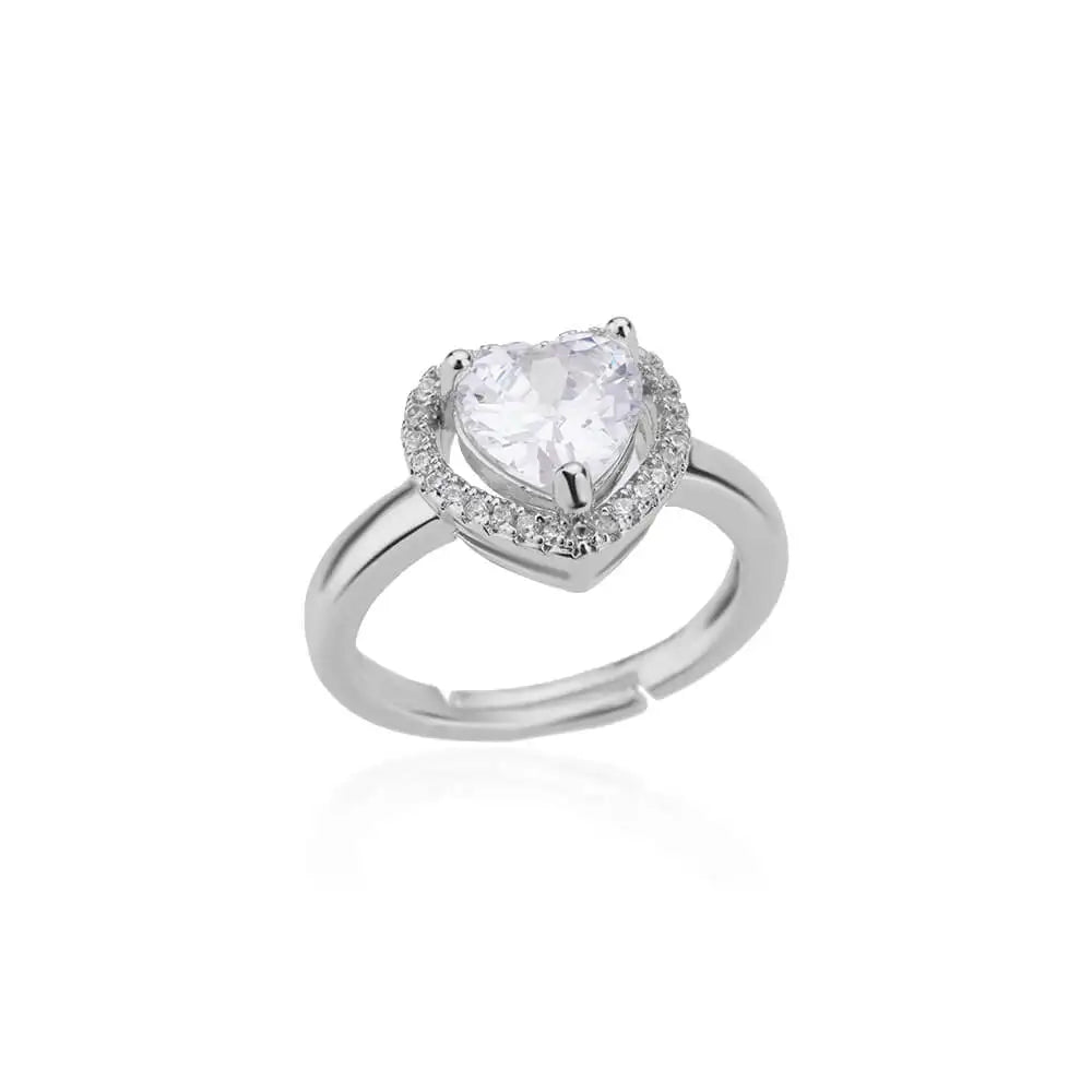 Sparkling heart ring silver