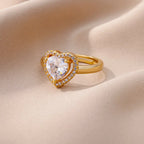 Sparkling heart ring gold