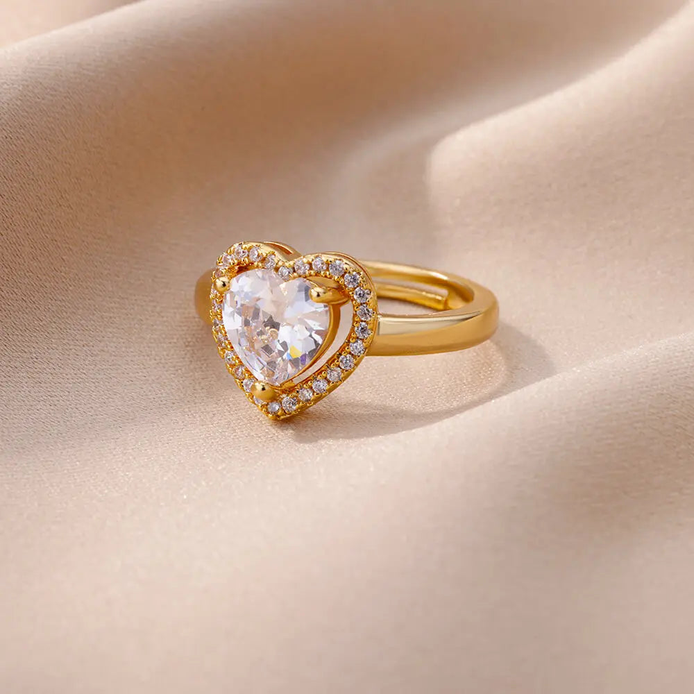 Sparkling heart ring gold