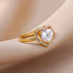 Sparkling heart ring gold