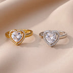 Sparkling heart ring silver