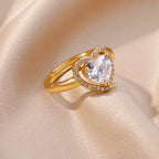 Sparkling heart ring gold