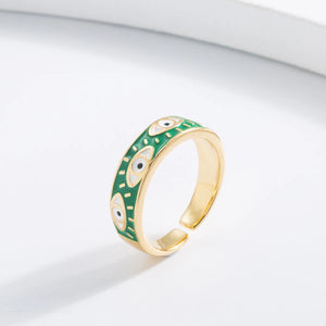 Bague Contre Mauvais Oeil Bleu Turc Anneau vert