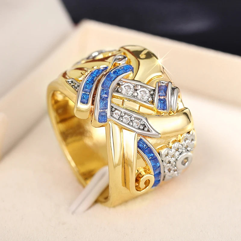 Vintage guldfärgad ring med zirkon 