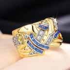 Vintage guldfärgad ring med zirkon 