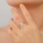 Bague creuse avec le symbole de vie juive Chai argent