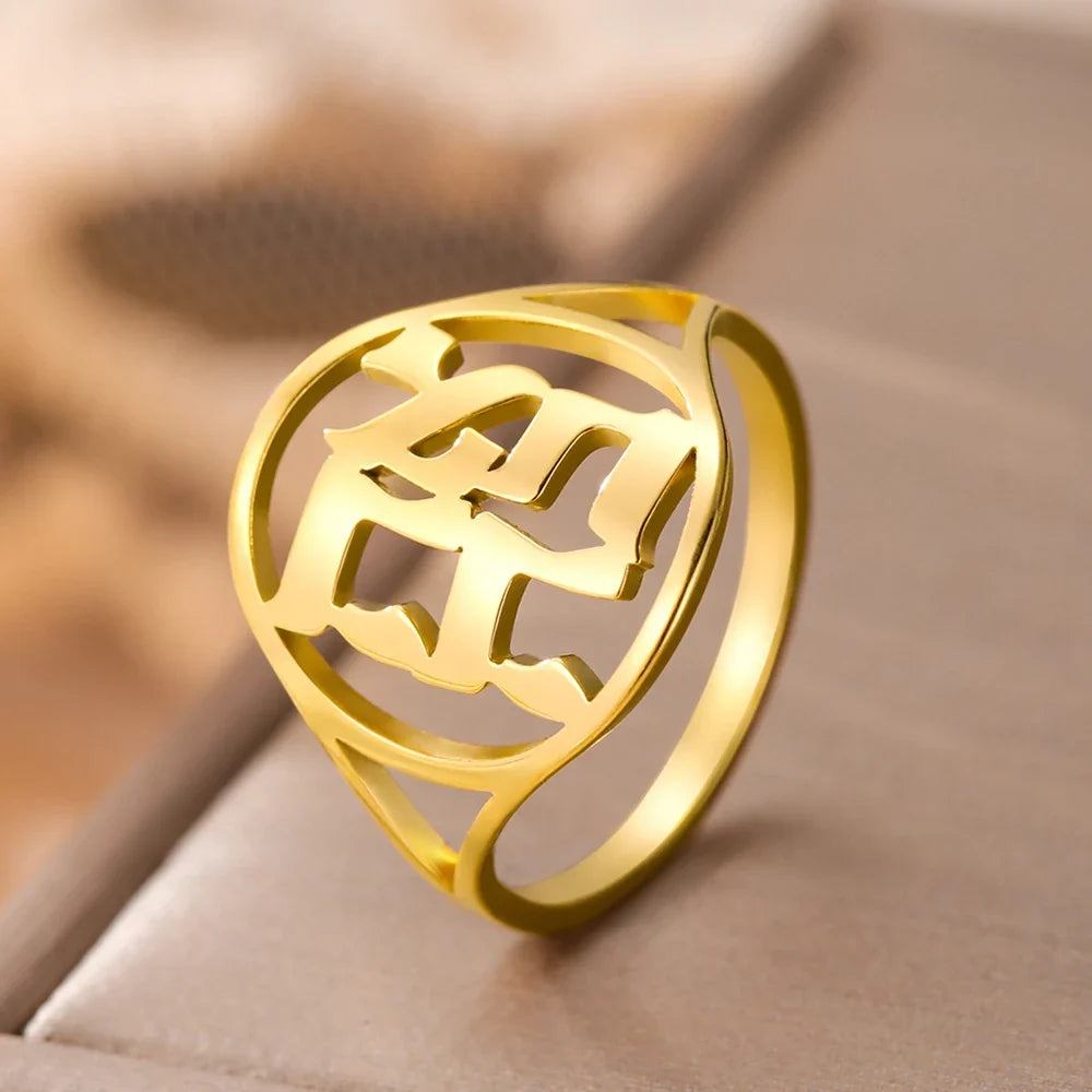 Bague creuse pour homme ou femme avec gravure en hébreu juif or
