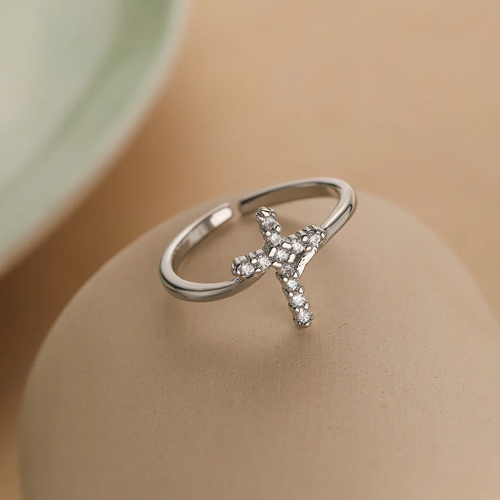 Bague Croix & Pierre Zircon Femme argent