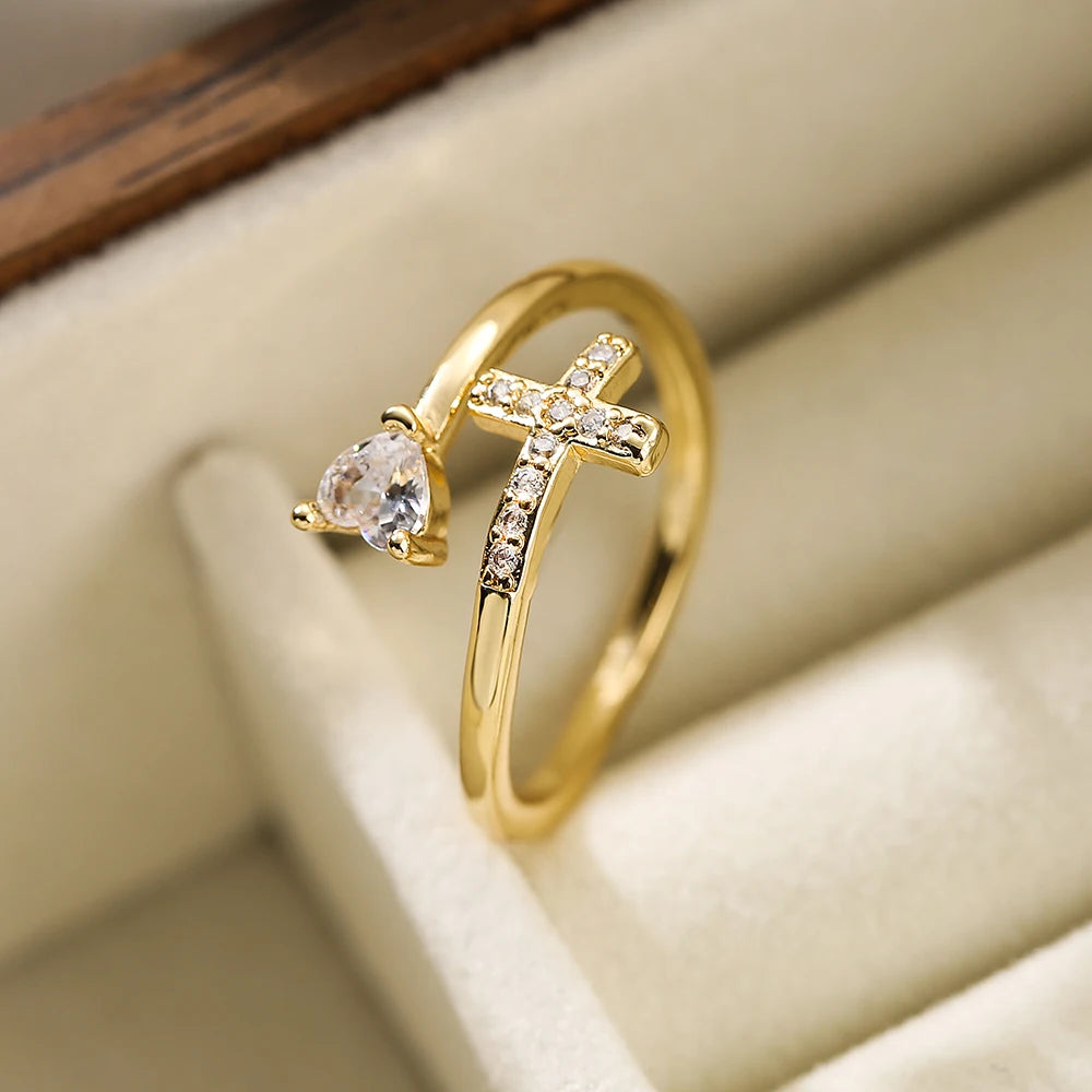 Bague Croix & Zircon Femme