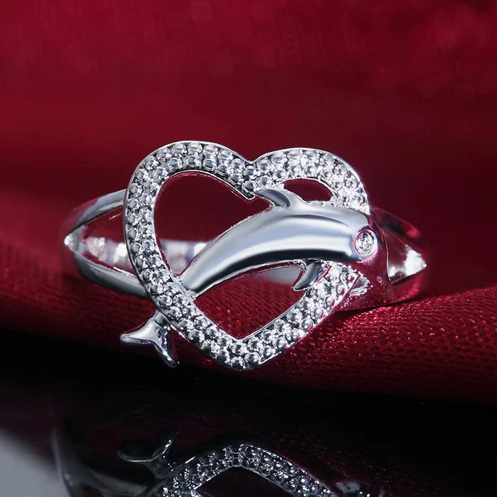Dolphin and Heart Ring