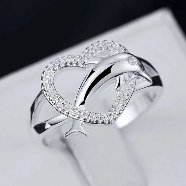 Dolphin and Heart Ring