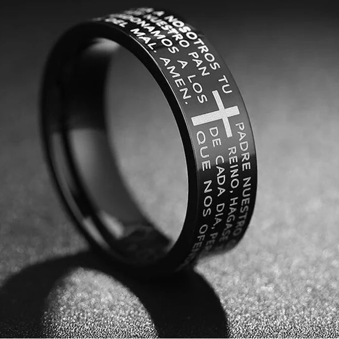 Bague de prière croix protectrice 