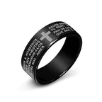 Bague de prière croix protectrice noir