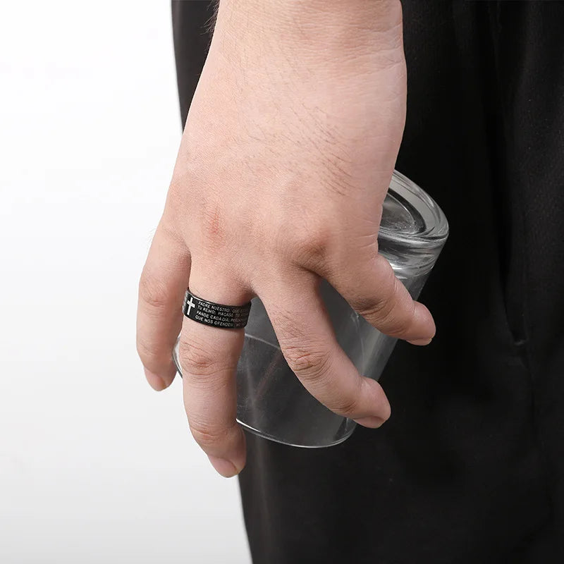 Bague de prière croix protectrice