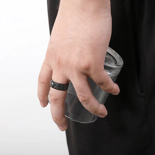 Bague de prière croix protectrice