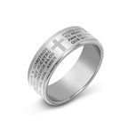 Bague de prière croix protectrice argent