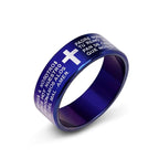 Bague de prière croix protectrice bleu