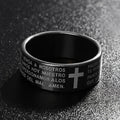 Bague de prière croix protectrice noir