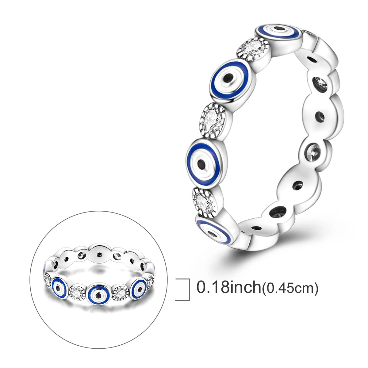 Bague de protection avec incrustations oeil bleu et cristaux