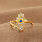 Anello di protezione per donna con mano di Fatma araba oro