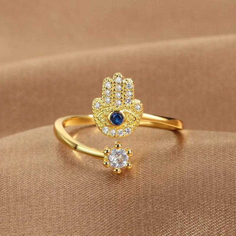 Anello di protezione per donna con mano di Fatma araba oro