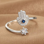 Anello di protezione per donna con mano di Fatma araba argento