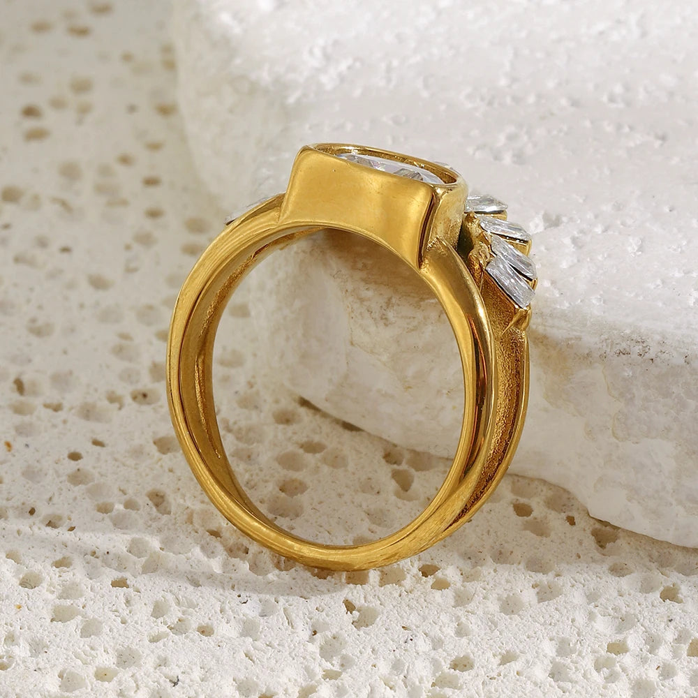 Bague demi-cercle soleil doré