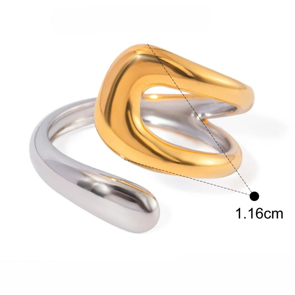 Bague goutte d'eau coquillage acier inoxydable argenté