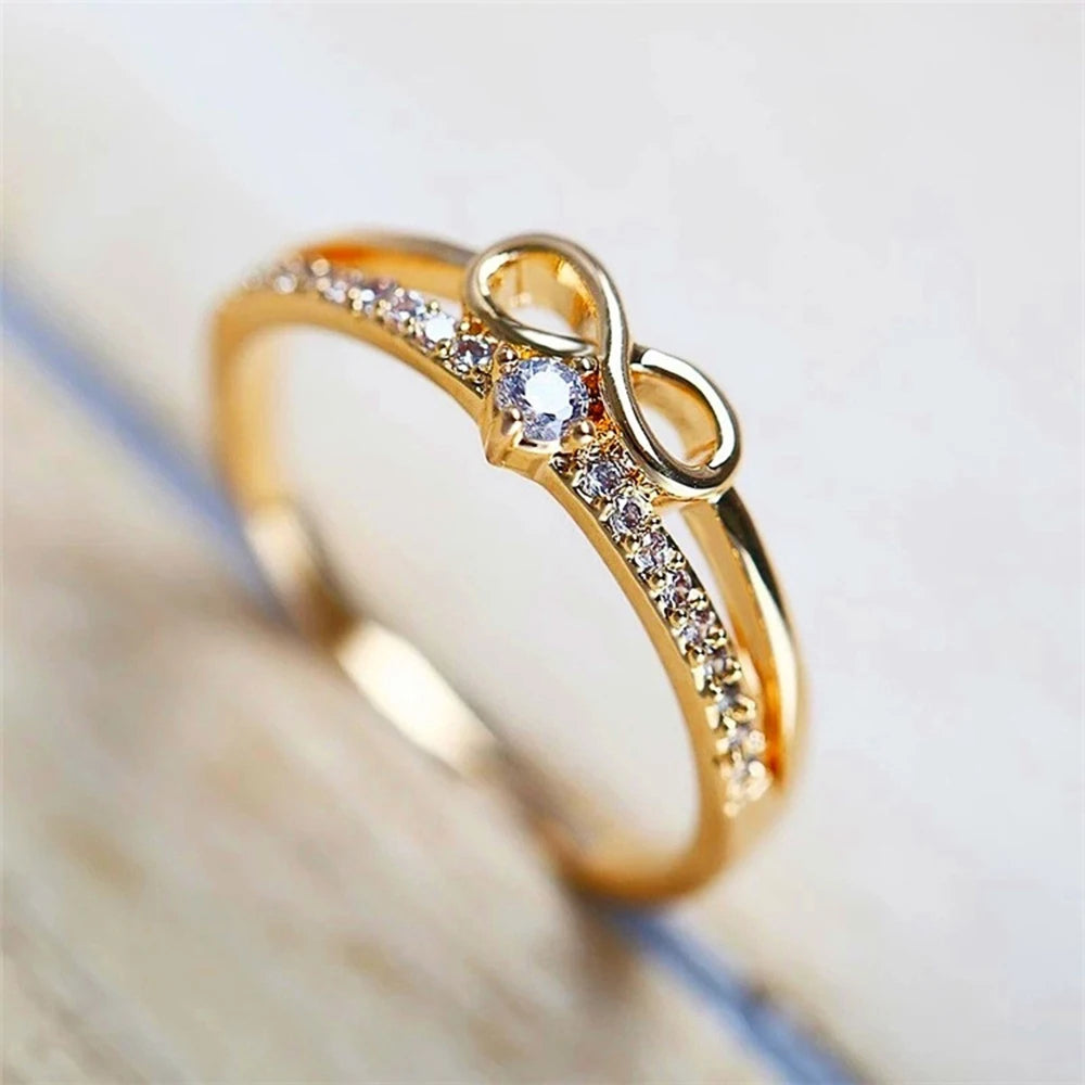 Bague double rang et symbole infini or