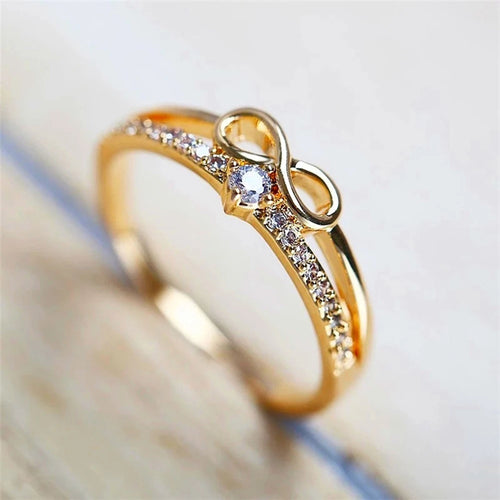 Bague double rang et symbole infini or