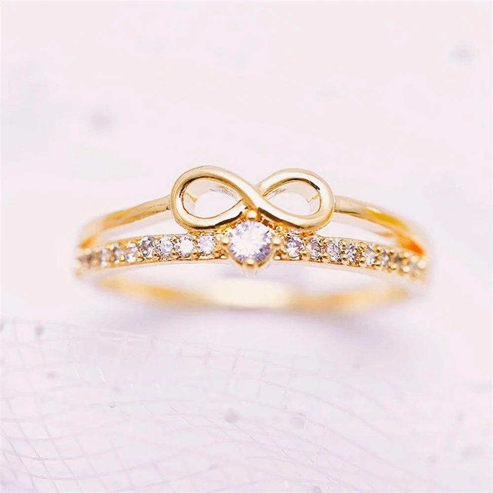 Bague double rang et symbole infini or