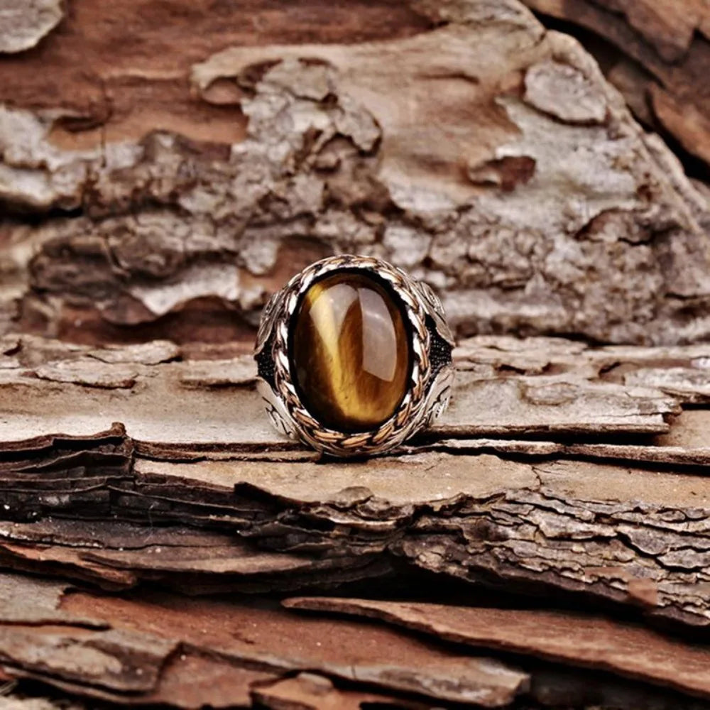 Bague en Pierre Oeil de Tigre Homme ou Femme