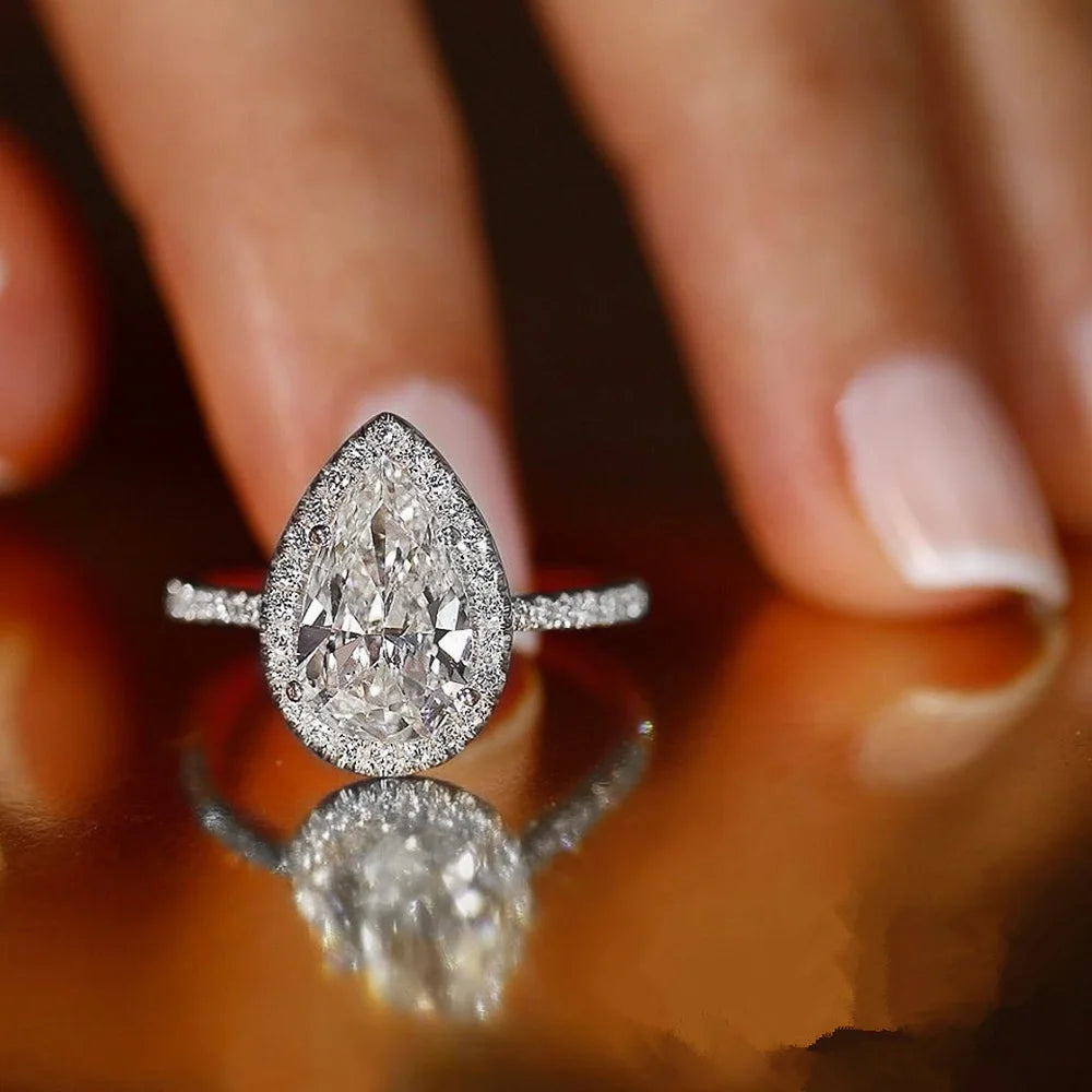 Bague en Zircon Goutte d'Eau argent