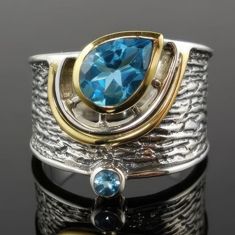 Anello etnico in argento e pietra