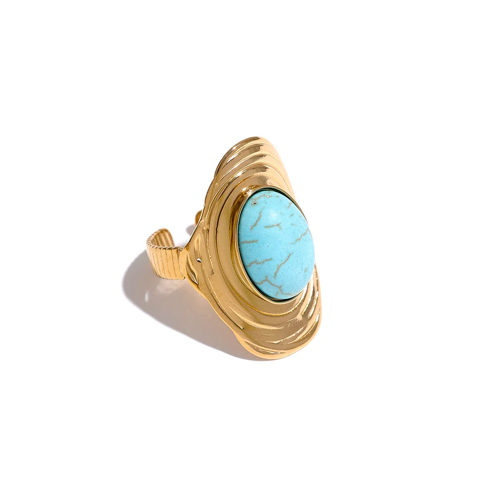 Bague Ethnique avec Pierre Naturelle turquoise
