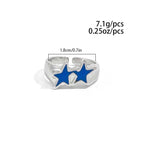 Bague ouverte étoiles jumelles style streetwear rétro