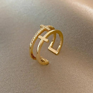 Bague Femme Croix Anneau Chrétien or