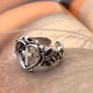 Bague Femme Croix Anneau Chrétien Argent