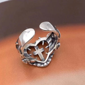 Bague Femme Croix Anneau Chrétien Argent