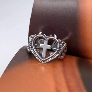 Bague Femme Croix Anneau Chrétien Argent