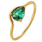 Fine wavy ring with its green crystal teardrop