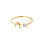 Thin personalized women's ring with initial a